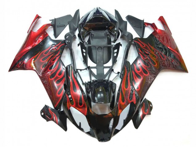 Carenados Moto Aprilia RSV1000 2003-2006 - Negro Brillante Rojo Llama Baratos