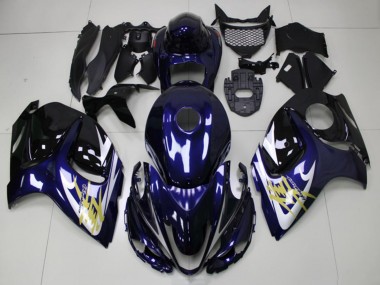 Carenados Moto Suzuki GSXR 1300 Hayabusa 2008-2020 - Azul Oscuro Blanco Oro Baratos