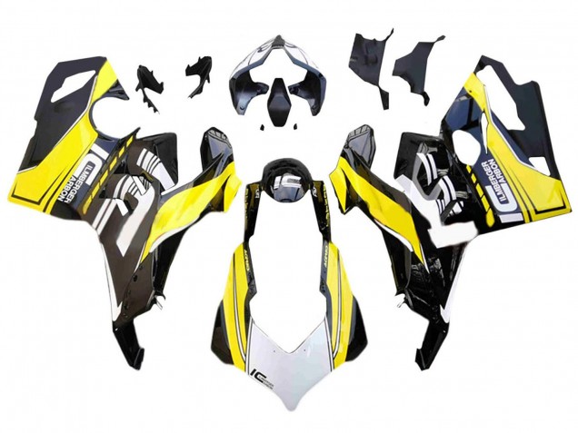 Carenados Moto Ducati Panigale V4 V4S 2018-2019 - Blanco Amarillo Negro Brillante Baratos