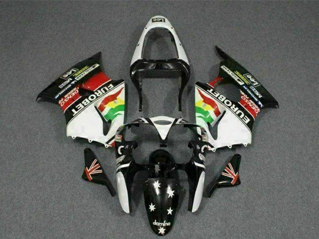 Carenados Moto Kawasaki ZX6R 2000-2002 - Blanco Rojo Amarillo Verde Negro Brillante Estrella EuroBet Baratos
