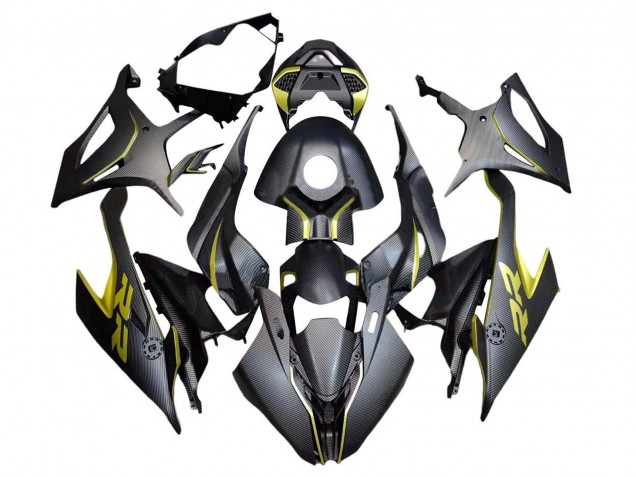 Carenados Moto BMW S1000RR 2019-2022 - Negro Amarillo FibraCarbono Baratos