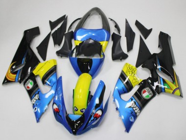 Carenados Moto Kawasaki ZX6R 2005-2006 - Azul Amarillo Negro Tiburón Baratos