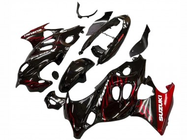 Carenados Moto Suzuki GSX600F/GSX750F 2004-2006 - Negro Brillante Rojo Llama Baratos