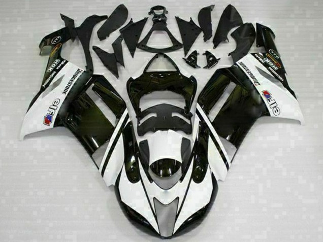 Carenados Moto Kawasaki ZX6R 2007-2008 - Negro Blanco Baratos