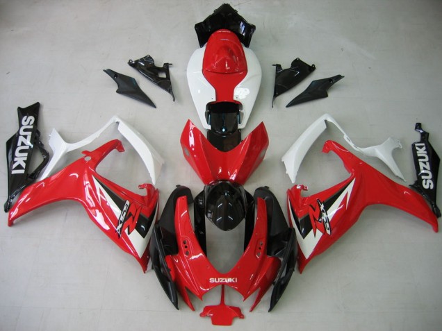 Carenado Moto Suzuki GSXR 600 / GSXR 750 2006-2007 - Blanco Rojo Negro Brillante Baratos