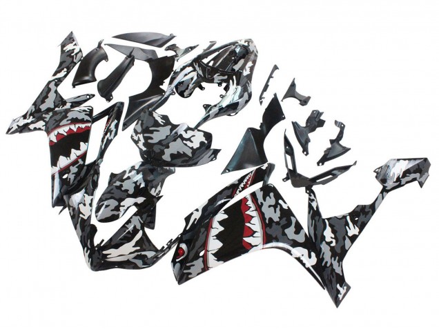 Carenados Moto Yamaha YZF 1000 R1 2007-2008 - Gris Blanco Camouflage Tiburón Baratos