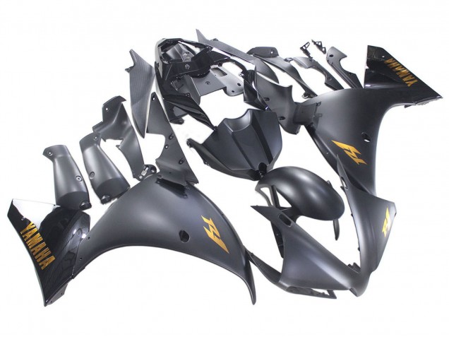 Carenados Moto Yamaha YZF 1000 R1 2012-2014 - Negro Mate Oro Calcomanías Baratos