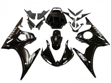Carenados Moto Yamaha YZF R6 2003-2004 - Negro Brillante Blanco Calcomanías Baratos