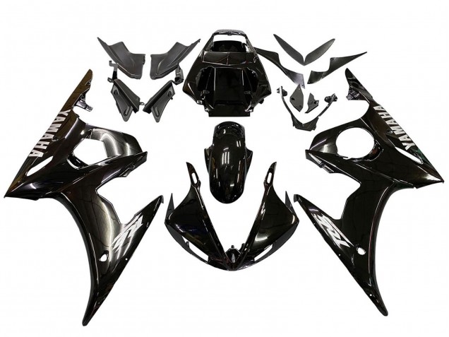 Carenados Moto Yamaha YZF R6 2003-2004 - Negro Brillante Blanco Calcomanías Baratos