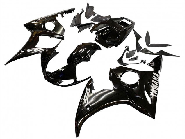 Carenados Moto Yamaha YZF R6S 2006-2009 - Negro Brillante Blanco Calcomanías Baratos