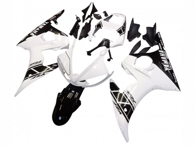 Carenado Moto Yamaha YZF R6 2003-2004 - Blanco Negro Brillante Baratos
