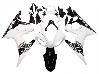 Carenado Moto Yamaha YZF R6 2003-2004 - Blanco Negro Brillante Baratos