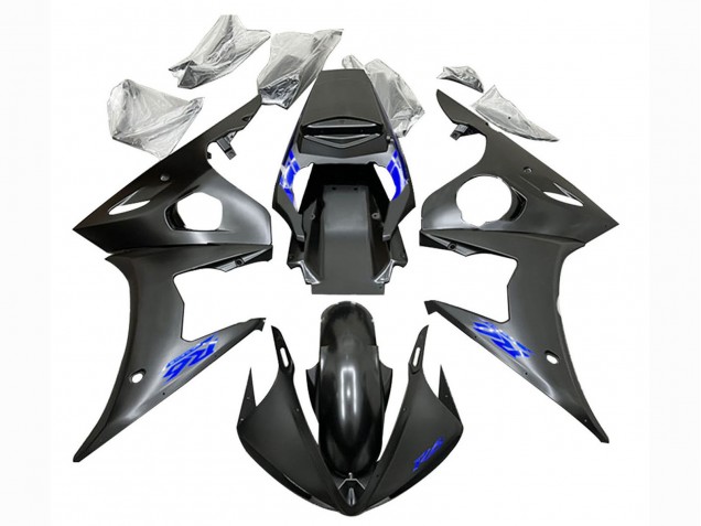 Carenados Moto Yamaha YZF R6 2003-2004 - Negro Mate Azul Baratos