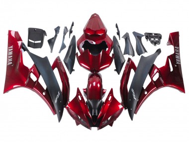 Carenado Moto Yamaha YZF 600 R6 2006-2007 - Rojo Negro Mate Baratos