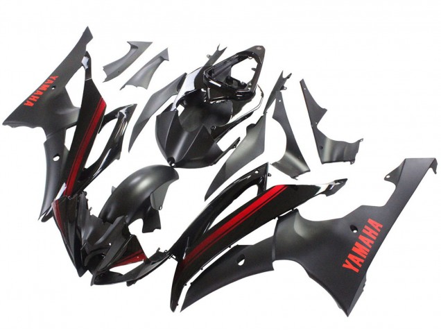 Carenados Moto Yamaha YZF 600 R6 2008-2016 - Negro Brillante Negro Mate Rojo Raya Baratos