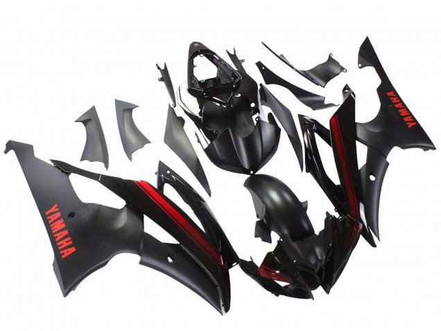 Carenados Moto Yamaha YZF 600 R6 2008-2016 - Negro Brillante Negro Mate Rojo Raya Baratos
