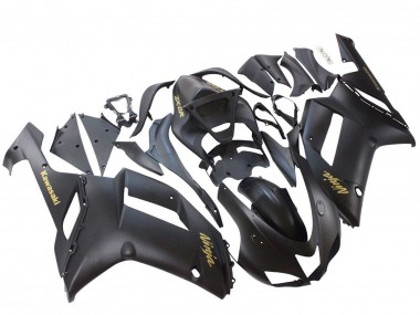 Carenados Moto Kawasaki ZX6R 2007-2008 - Negro Mate Amarillo Logo Ninja Baratos