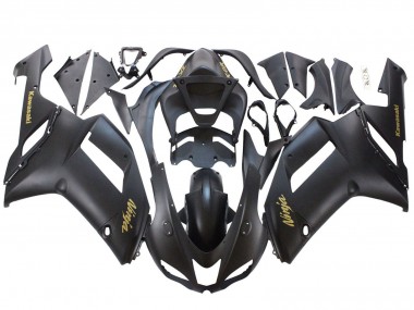 Carenados Moto Kawasaki ZX6R 2007-2008 - Negro Mate Amarillo Logo Ninja Baratos