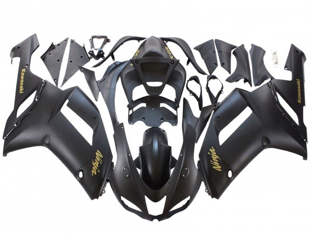 Carenados Moto Kawasaki ZX6R 2007-2008 - Negro Mate Amarillo Logo Ninja Baratos