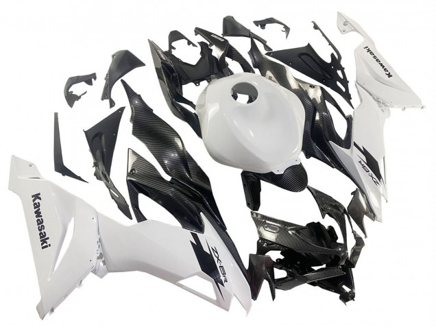 Carenados Moto Kawasaki ZX6R 2019-2022 - Blanco Negro FibraCarbono Baratos