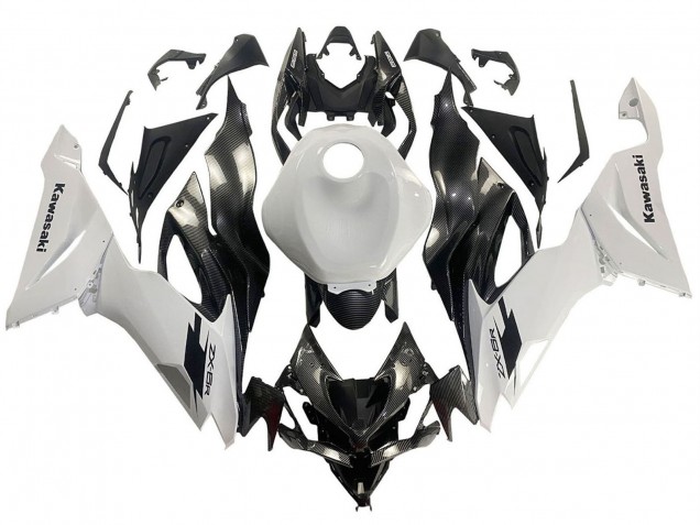 Carenados Moto Kawasaki ZX6R 2019-2022 - Blanco Negro FibraCarbono Baratos