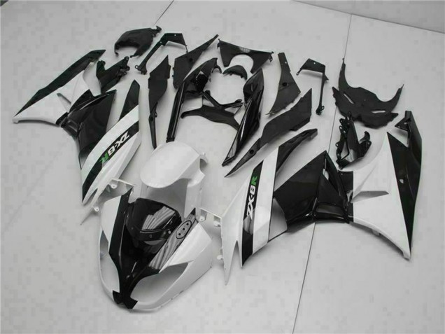 Carenados Moto Kawasaki ZX6R 2009-2012 - Negro Brillante Blanco Baratos
