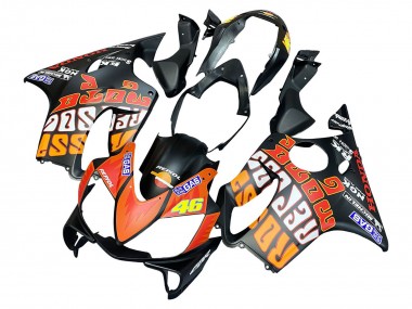 Carenados Moto Honda CBR600 F4i 2004-2007 - Negro Mate Naranja Rossi Baratos