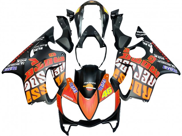 Carenados Moto Honda CBR600 F4i 2004-2007 - Negro Mate Naranja Rossi Baratos