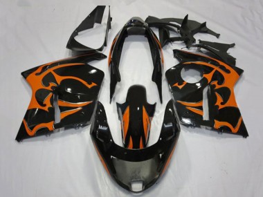Carenados Moto Honda CBR1100XX Blackbird 1996-2007 - Negro Brillante Naranja Llama Baratos