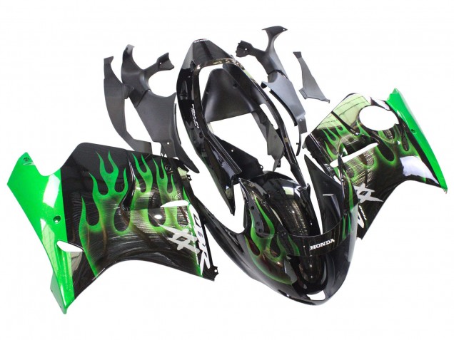 Carenado Moto Honda CBR1100XX Blackbird 1996-2007 - Negro Brillante Verde Llama Baratos