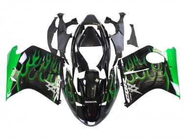 Carenado Moto Honda CBR1100XX Blackbird 1996-2007 - Negro Brillante Verde Llama Baratos