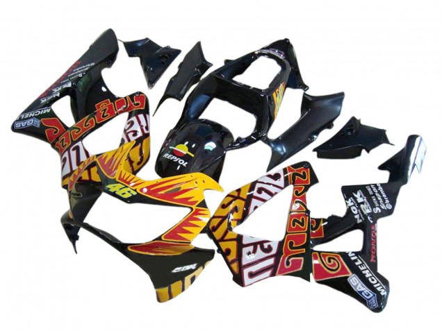 Carenados Moto Honda CBR900RR 929 2000-2001 - Negro Brillante Naranja Repsol Rossi Baratos