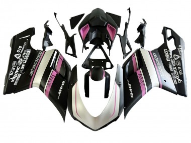 Carenados Moto Ducati 848 2007-2014 - Blanco Rosa Negro Brillante Connie Baratos