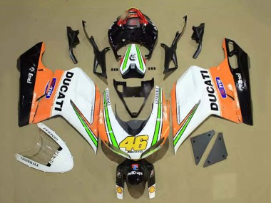 Carenados Moto Ducati 848/1098/1198 2007-2014 - Blanco Naranja Verde Negro Brillante Tim 46 Baratos