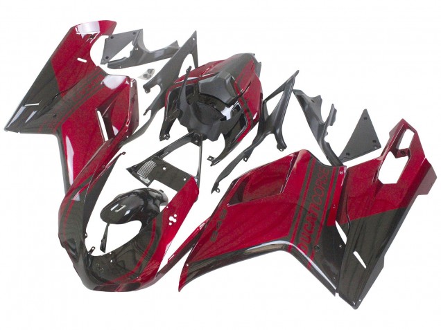 Carenado Moto Ducati 848 2007-2014 - Rojo Negro Brillante Baratos