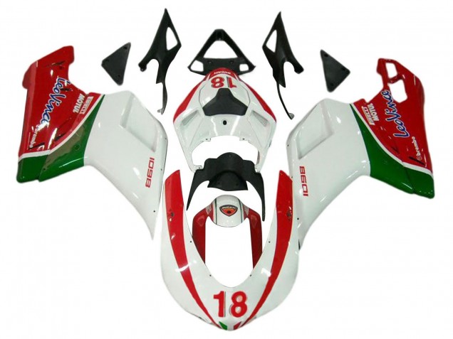Carenados Moto Ducati 848/1098/1198 2007-2014 - Blanco Rojo Verde 18 Baratos