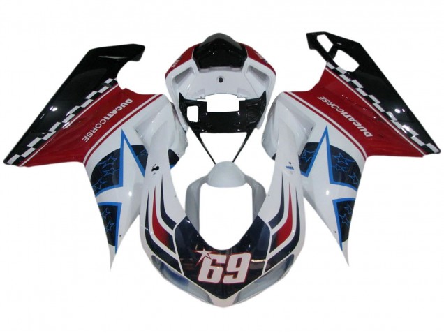 Carenados Moto Ducati 848/1098/1198 2007-2014 - Blanco Rojo Azul Negro Brillante Corse 69 Baratos