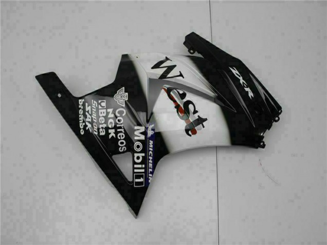 Carenados Moto Kawasaki EX250 2008-2012 - Negro Brillante Blanco West Baratos