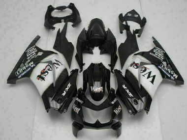 Carenados Moto Kawasaki EX250 2008-2012 - Negro Brillante Blanco West Baratos