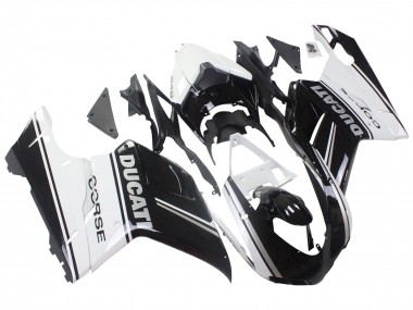 Carenados Moto Ducati 848/1098/1198 2007-2014 - Blanco Negro Brillante Corse Baratos
