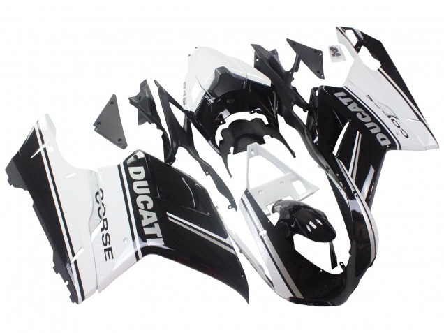 Carenados Moto Ducati 848/1098/1198 2007-2014 - Blanco Negro Brillante Corse Baratos