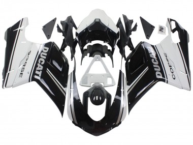 Carenados Moto Ducati 848/1098/1198 2007-2014 - Blanco Negro Brillante Corse Baratos