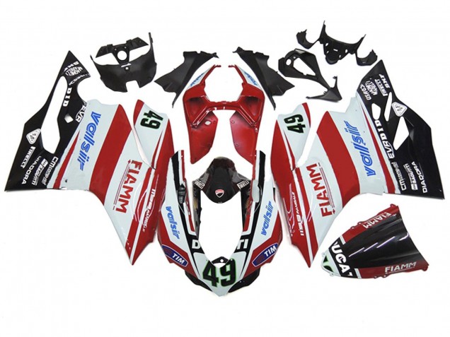 Carenados Moto Ducati 1199 2011-2014 - Blanco Rojo Negro Brillante Valsir Fiamm 49 Baratos