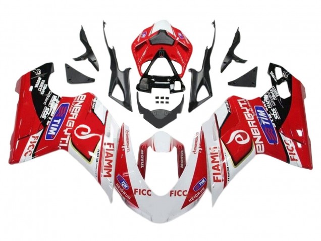 Carenados Moto Ducati 1199 2011-2014 - Blanco Rojo Negro Brillante Ficc Fiamm Baratos