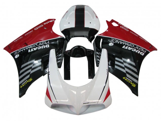 Carenados Moto Ducati 748/916/996/998 1993-2005 - Blanco Rojo Negro Brillante Carrera Performance Baratos