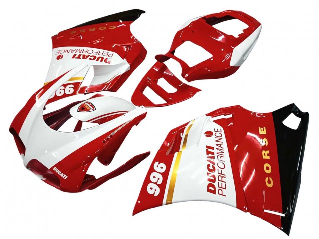 Carenados Moto Ducati 996 1993-2005 - Blanco Rojo Oro Negro Brillante Corse Performance Baratos