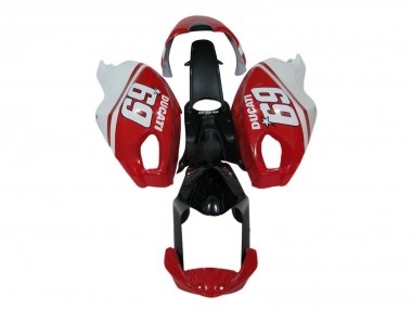 Carenados Moto Ducati Monster 696 796 1100 1100S 2008-2012 - Blanco Rojo Negro Brillante 69 Baratos