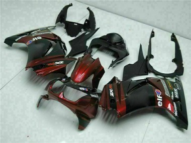 Carenados Moto Kawasaki EX250 2008-2012 - Negro Brillante Rojo Granate Baratos