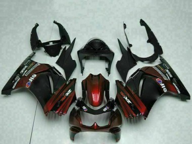 Carenados Moto Kawasaki EX250 2008-2012 - Negro Brillante Rojo Granate Baratos