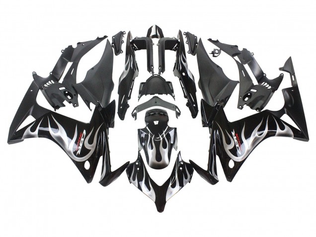 Carenados Moto Honda CBR500R 2013-2015 - Negro Brillante Plata Llama Baratos